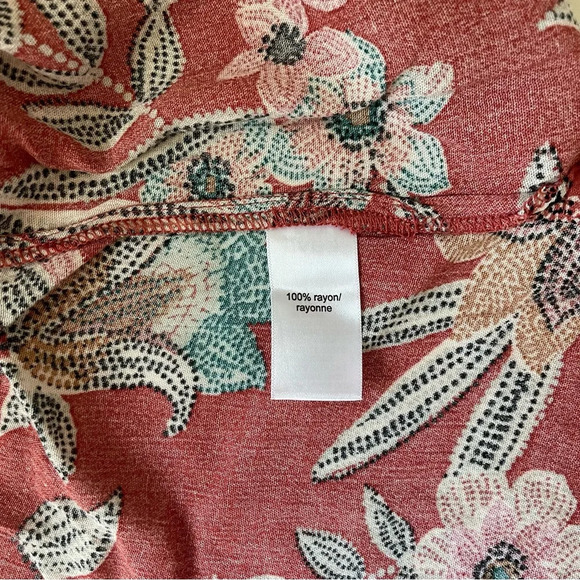 Maurices Rust Orange Multicolor Floral Print Flutter Sleeve Kimono Small Women’s - Picture 9 of 10